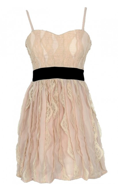 3-Dimensional Lace Pink and Black Designer Dress by Minuet